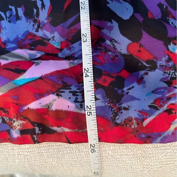 BCBG Bold Strapless Mini Dress Fiery Red Purple Abstract Print Glam Y2k Revival - Picture 5 of 5